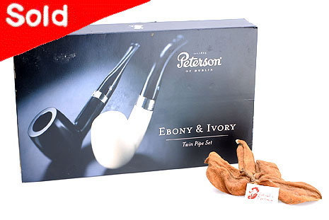 Peterson Ebony & Ivory Twin Pipe Set 9mm Filter